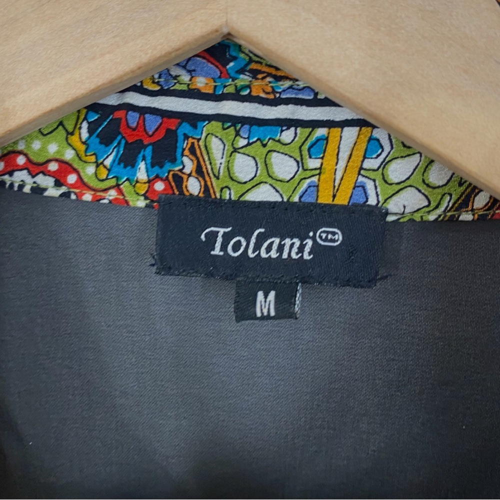 Tolani Multicolor Patchwork Silk Button Down Shir… - image 6